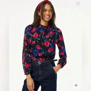 NWT J. Crew Smocked Keyhole Top size Small